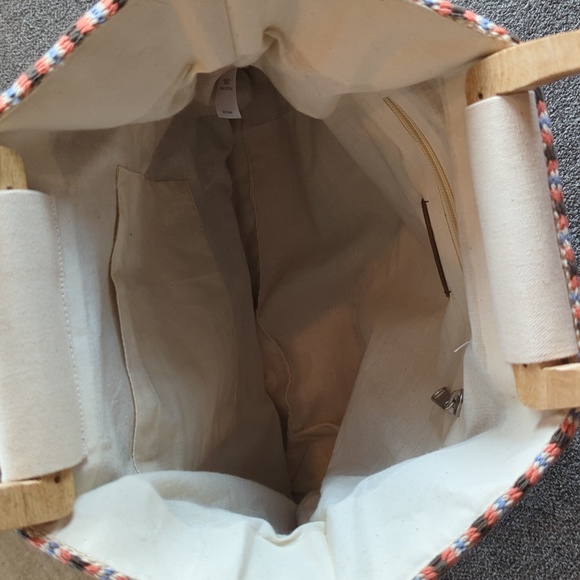 J. Jill woven cotton tote with wood handles - Picture 4 of 8